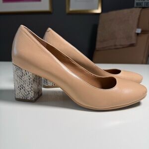 Calvin Klein Tan Block Heel Pumps